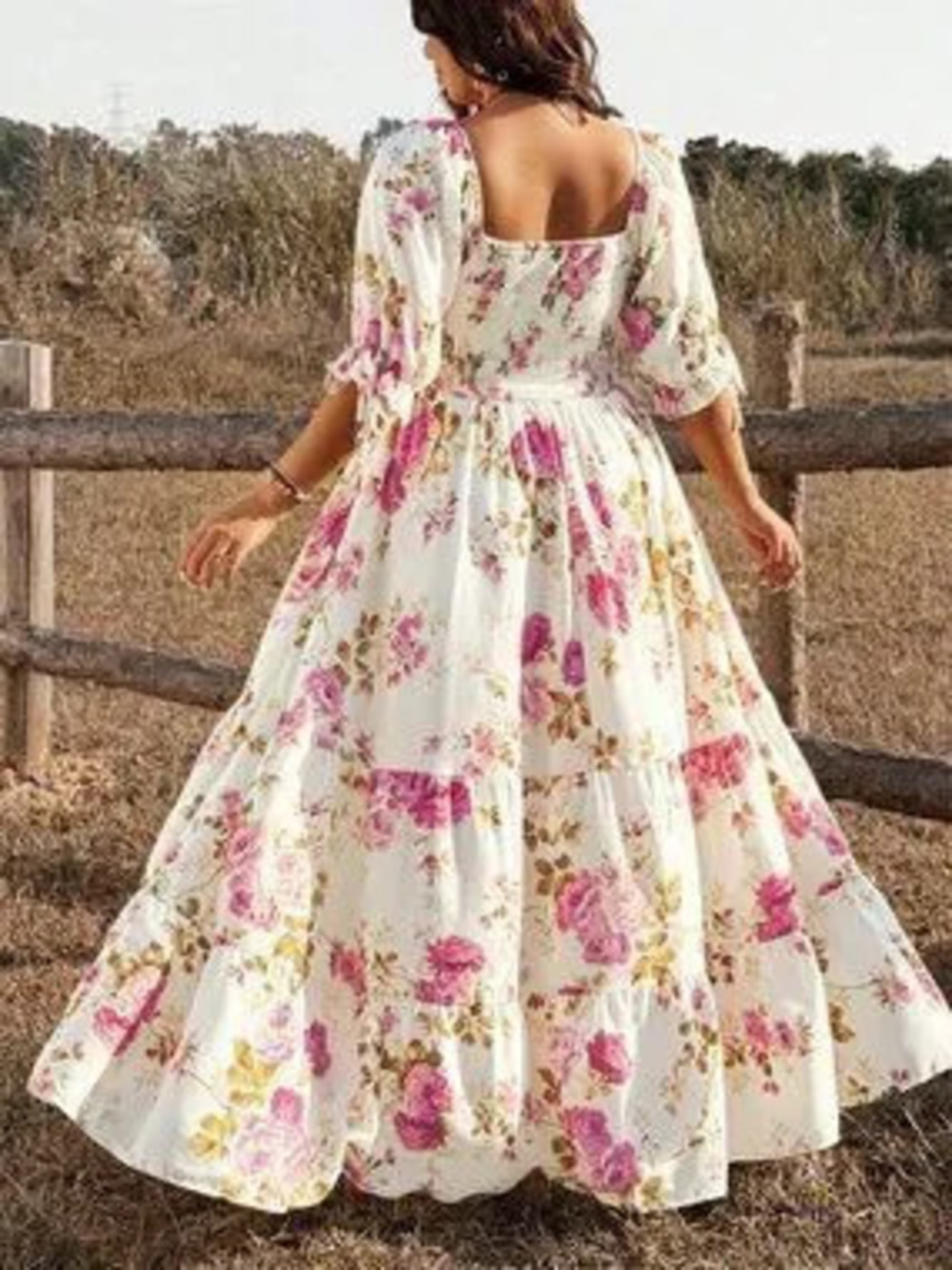 ZARA Multicolor Boho Women's Plus Size Floral short sleeve maxi Dress